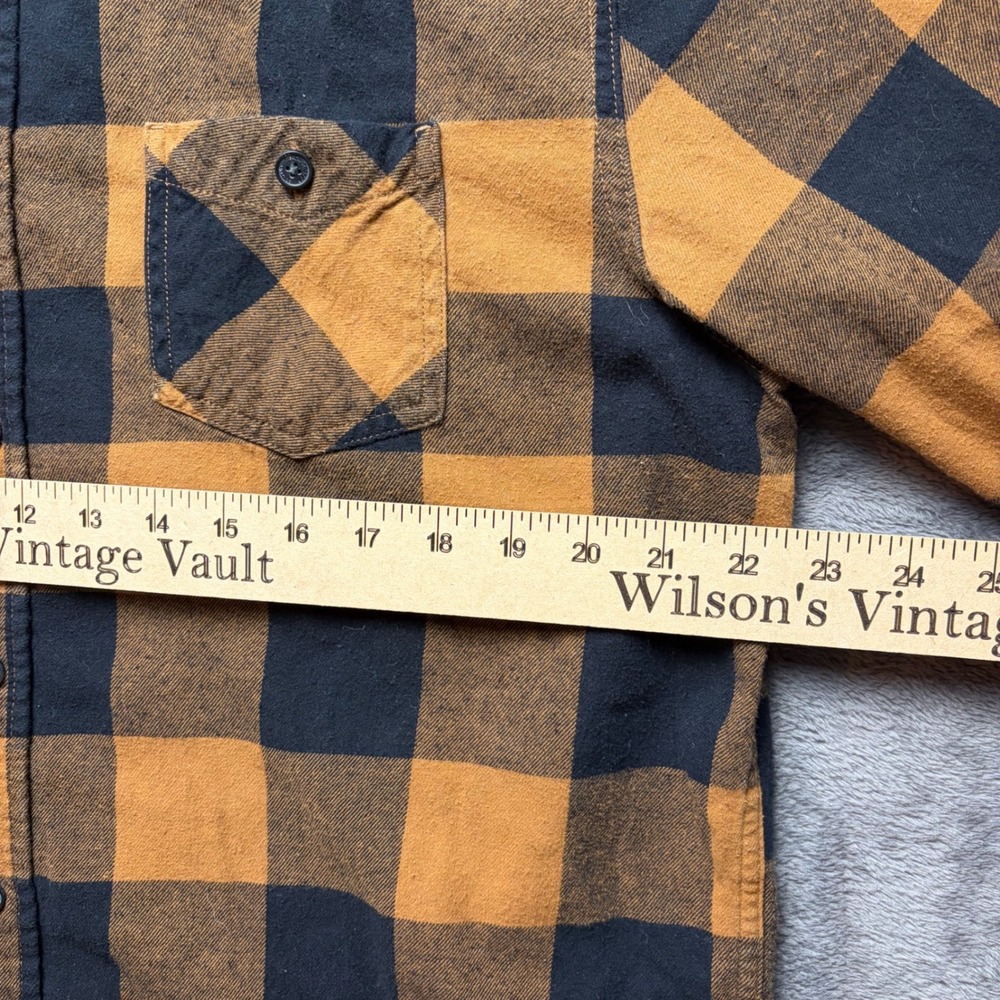 Weatherproof Vintage Shirt Men XL Yellow Black 100% Cotton Buffalo Plaid Flannel - Picture 6 of 8